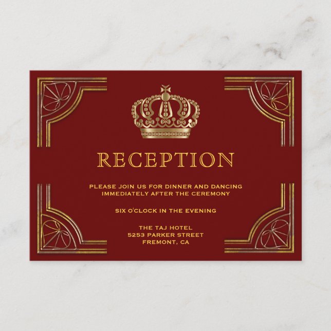 Elegante recepción de bodas de la corona de oro ro (Anverso)