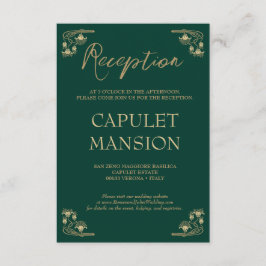 Elegante recepción de bodas de oro y verde Art Dec