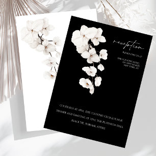 Elegante recepción de bodas de orquídeas blancas y