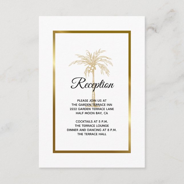 Elegante recepción de bodas de palmeras doradas (Anverso)