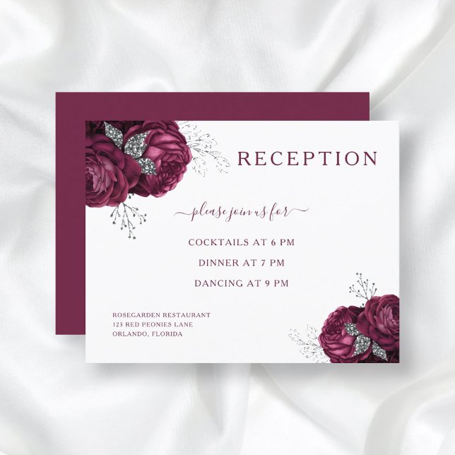 Elegante recepción de bodas florales de Borgoña (Subido por el creador)