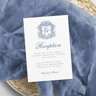 Elegante recepción de Escudo con Monograma Azul