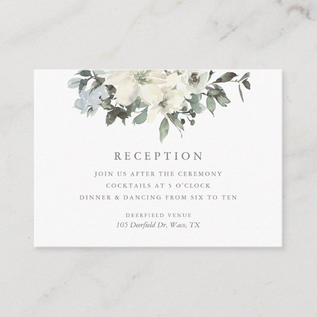 Elegante recepción de matrimonio floral de marfil (Anverso)