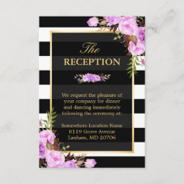 Elegante recepción de rayas moradas florales