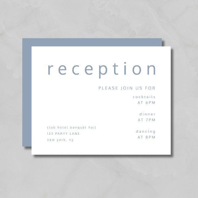 Elegante recepción Dusty Blue Wedding (Elegant Dusty Blue Wedding Reception Enclosure Card)