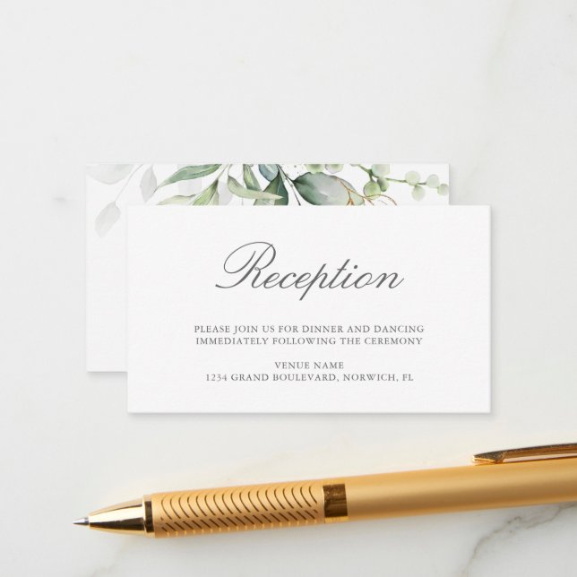 Elegante recepción Eucalyptus Greenery Gold Weddin (Anverso/Reverso In Situ)