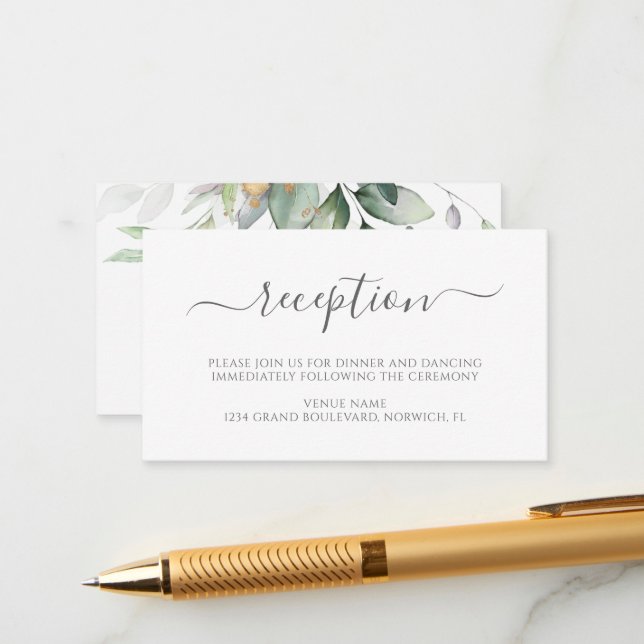 Elegante recepción Eucalyptus Greenery Gold Weddin (Anverso/Reverso In Situ)