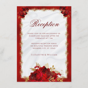 Elegante recepción floral de bodas rojas y doradas