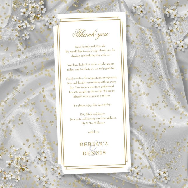 Elegante Recepción Gold Gracias Tarjeta De Lugar (Eleagnt Gold Reception Thank You Place Card)