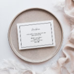 Elegante recepción moderna de boda<br><div class="desc">Esta elegante y moderna tarjeta del recinto de la recepción de bodas es perfecta para su moderno boda minimalista. Este diseño presenta una caligrafía simple negra con un fondo blanco neutro para que se ajuste a su clásico boda tradicional o minimalista boda boho en primavera, verano, otoño o invierno. Por...</div>