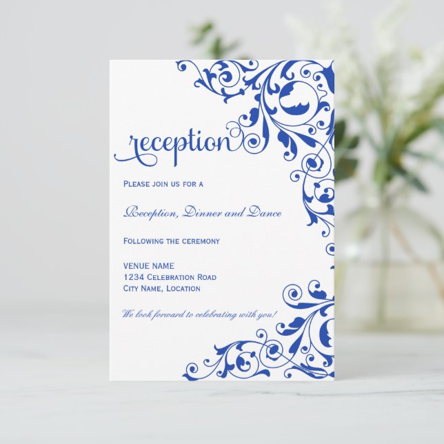 Elegante recepción Royal Blue Swirls Wedding (Anverso de pie)