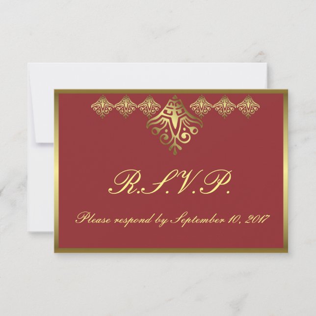Elegante Red and Gold RSVP (Anverso)