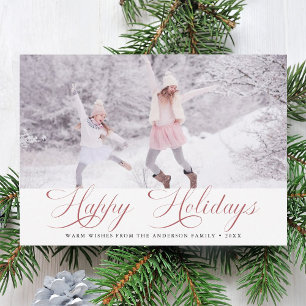 Elegante Red Happy Holidays Navidad
