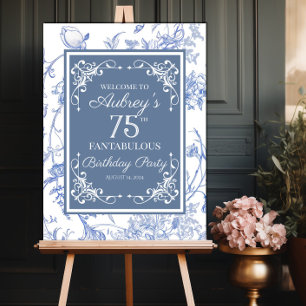 Elegante Regency Blue floral cumpleaños señal de b
