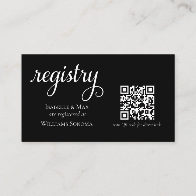 Elegante Registro de Regalos de Boda Tarjeta de Ga (Anverso)