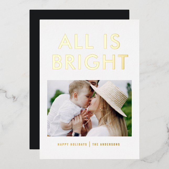 elegante Relieve metalizado 1 foto tarjeta de vaca (Anverso/Reverso)