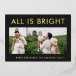 elegante Relieve metalizado 2 foto moderna tarjeta<br><div class="desc">diseño de tarjetas de navidades familiares modernos,  divertidos,  con imágenes en negro y Relieve metalizado 2.</div>