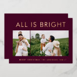 elegante Relieve metalizado 2 foto moderna tarjeta<br><div class="desc">color rojo y Relieve metalizado 2 collage de fotos moderno divertido diseño de tarjetas de navidades familiares.</div>