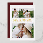 elegante Relieve metalizado 3 foto moderna tarjeta<br><div class="desc">blanco verde y Relieve metalizado 3 collage de fotos moderno divertido diseño de tarjetas de navidades familiares.</div>