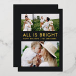 elegante Relieve metalizado 3 foto moderna tarjeta<br><div class="desc">diseño de tarjeta de navidades familiares modernos de divertidos colores negro y Relieve metalizado 3.</div>