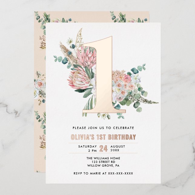 Elegante Relieve metalizado de Invitación de Anive (Anverso/Reverso)