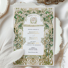 Elegante Relieve metalizado dorado de Invitación a