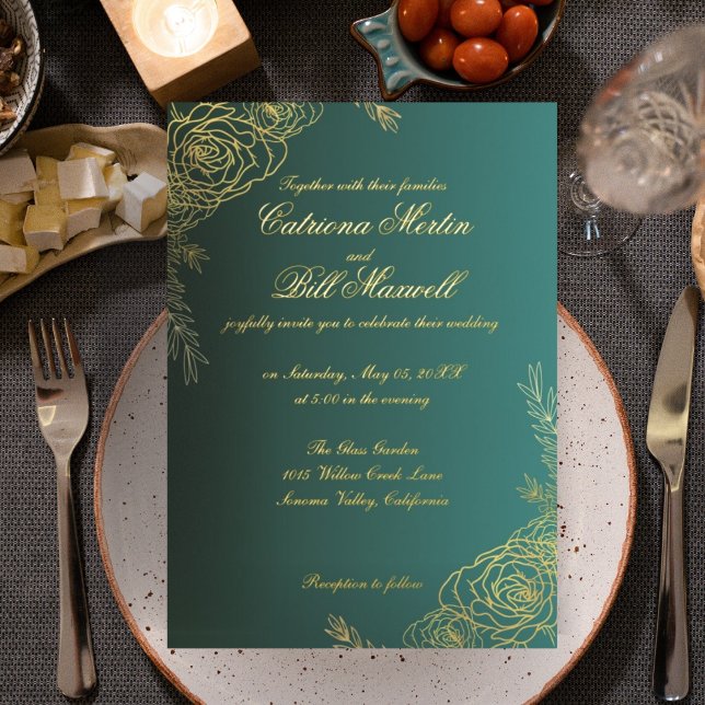 Elegante Relieve metalizado dorado Invitación a la (Subido por el creador)