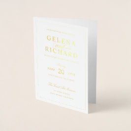 Elegante Relieve metalizado dorado Invitación a la