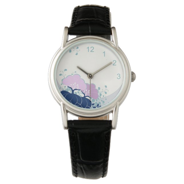 Elegante reloj camélico rosa con números (Anverso)