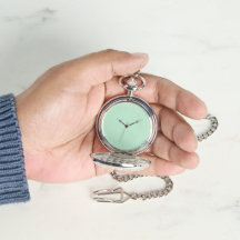 Elegante reloj de bolsillo verde de menta