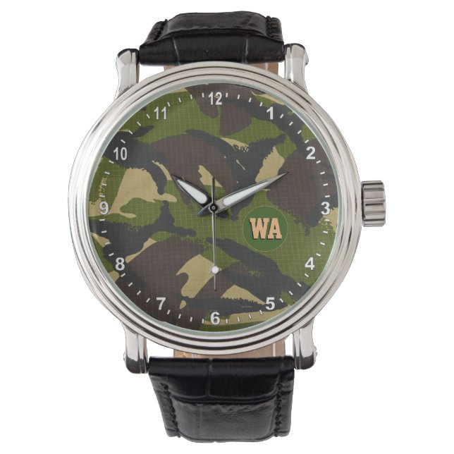 Elegante reloj de camuflaje, cazador monogramado,  (Anverso)