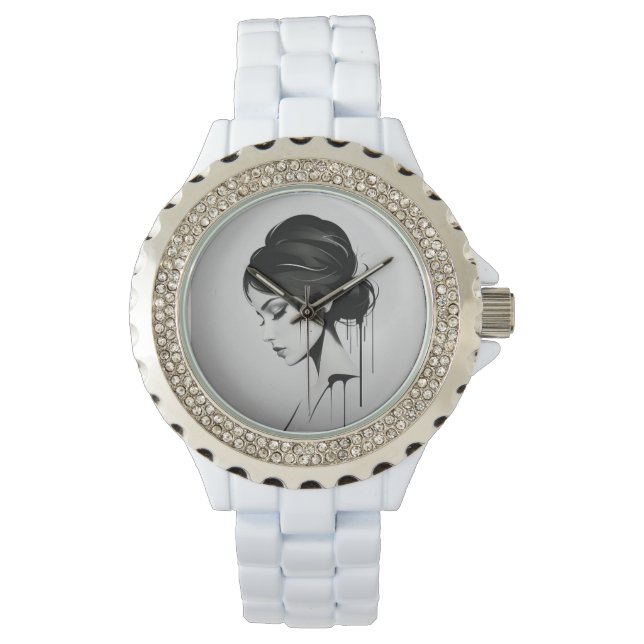 Elegante reloj de Chica de arte negro - Elegante r (Anverso)