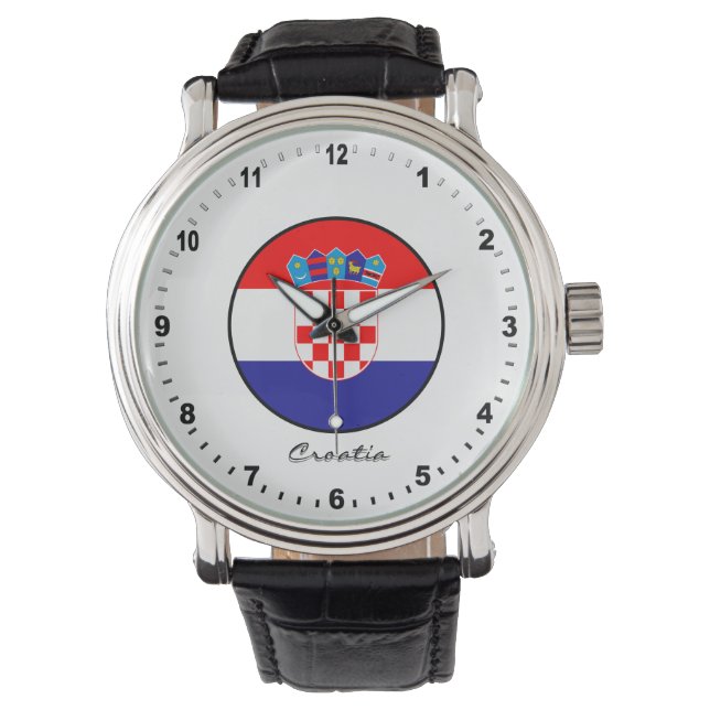 Elegante reloj de Croacia y bandera croata (Anverso)