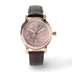 Elegante reloj de cuero ruso Verde azulado rosado