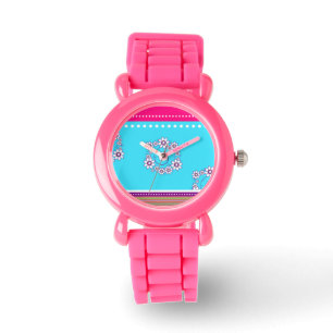 Elegante reloj de diseño de flores púrpuras