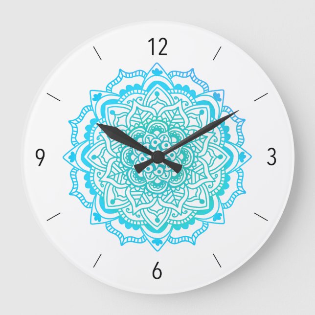 Elegante reloj de Mandala Turquesa Bohemia Grande (Anverso)