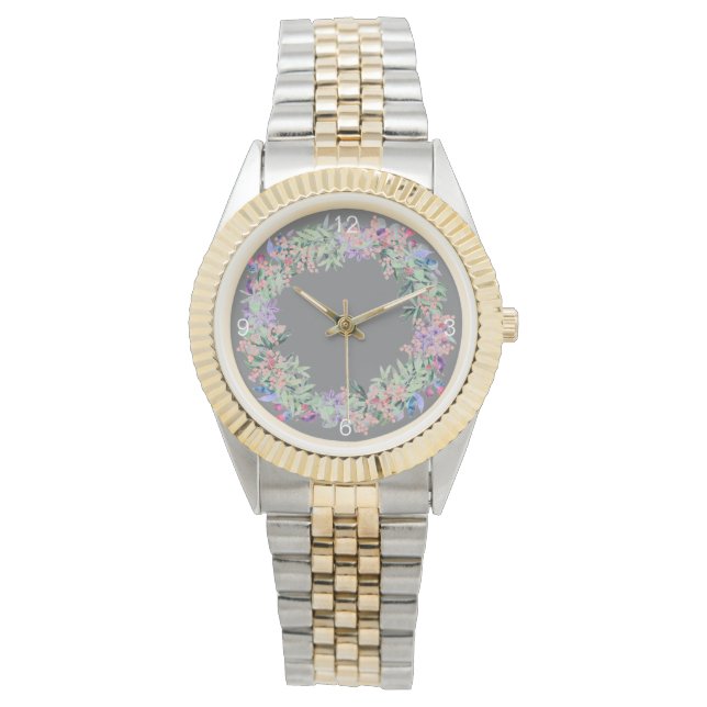 Elegante reloj de mujeres grisáceas modernas con f (Anverso)