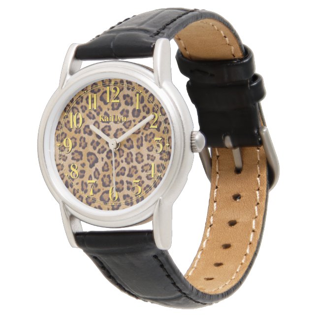 Elegante reloj de muñeca de Leopardo dorado (Angular)
