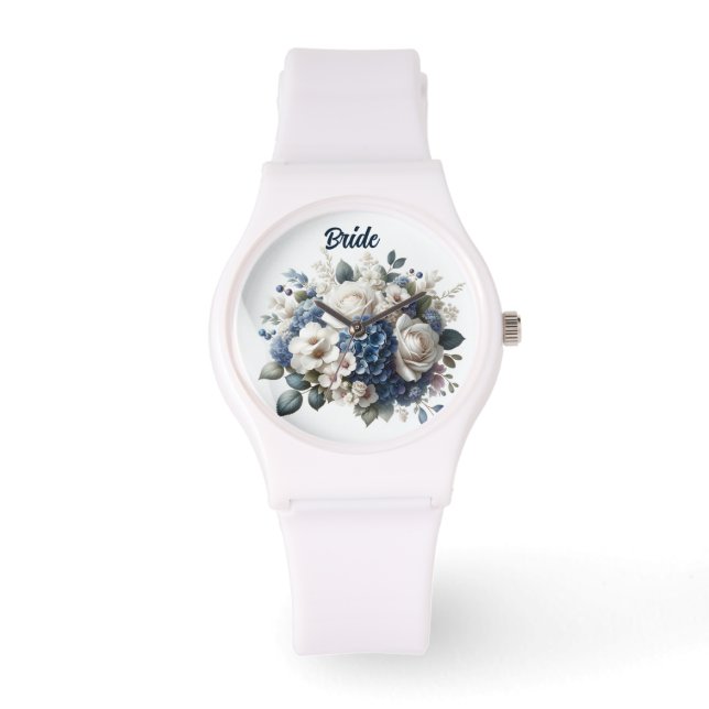 Elegante reloj de novias florales - Día de bodas (Anverso)