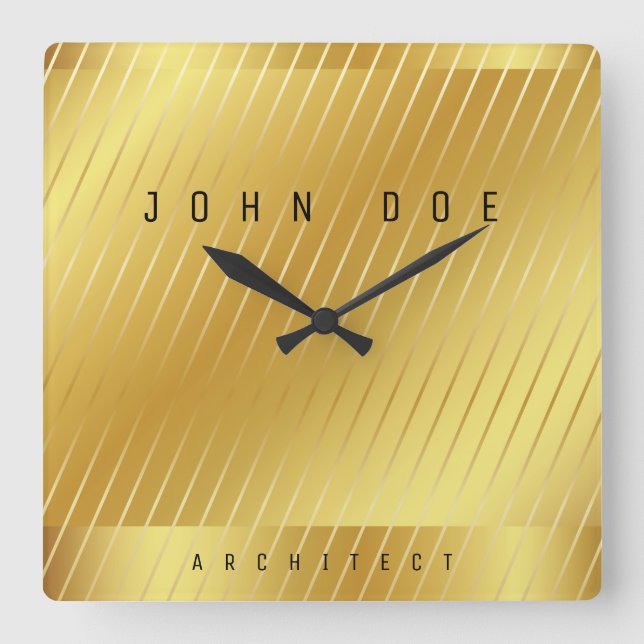 Elegante reloj de pared acrílico de Gold Square (Anverso)