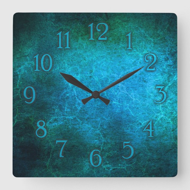 Elegante reloj de pared azul pavo real (Anverso)