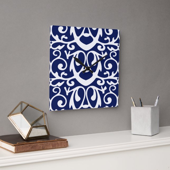 Elegante reloj de pared azul y blanca de la marina (Oficina)