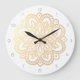 Elegante reloj de pared Boho Gold Mandala