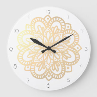 Elegante reloj de pared Boho Gold Mandala