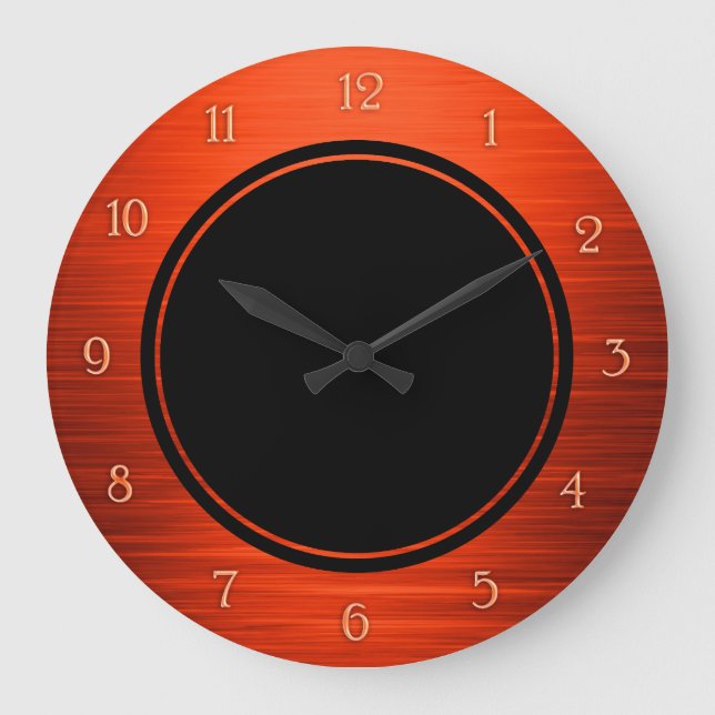 Elegante reloj de pared brillante naranja a la som (Anverso)