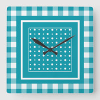 Elegante reloj de pared cuadrado, Verde azulado ch