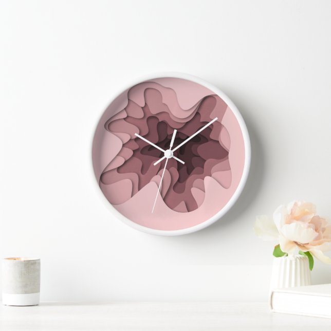 Elegante Reloj de pared de capas rosadas opacas (Hogar)