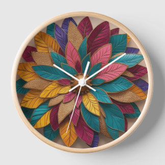 "Elegante reloj de pared de flores 3D"