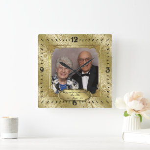 Elegante reloj de pared de fotos del 50 aniversari