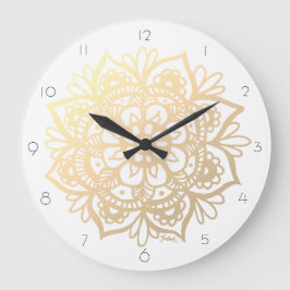Elegante reloj de pared de Mandala dorada